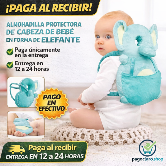 Almohadilla anticaida para bebe azul elefante