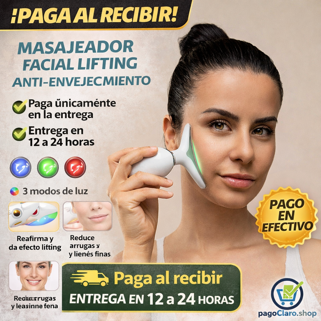 Masajeador Facial Eléctrico Reafirmante para Cara y Cuello con LED, EMS y Calor Selora InnovaGoods